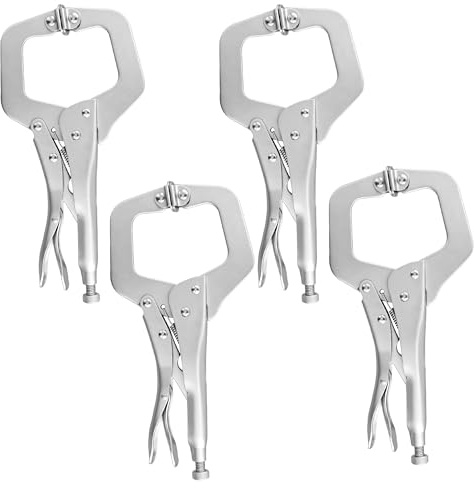 CHIHEUNG 4PCS Locking C Clamp, 6 Inch Metal Clamps, Carbon Steel Welding Clamps for Uneven Surfaces, DIY Crafts