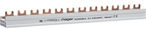Hager KDN480A Phasenschiene 4P 80A 16qmm 12 Einh.Gabelanschluss isoliert grau
