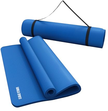 GORILLA SPORTS® Yogamatte 190 x 60/100 x 1,5 cm mit Tragegurt, rutschfest | Rutschfeste, phthalatfreie und wasserabweisende Fitnessmatte, leicht aufrollbar für Yoga, Pilates, Gymnastik und Training