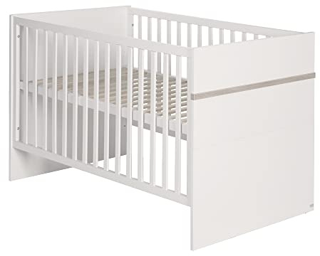 roba Kombi-Kinderbett 'Moritz', 70x140cm, Babybett, weiß, höhenverstellbar, 3 Schlupfsprossen