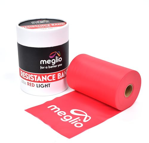 Meglio Widerstandsband Rolle, Latexfreie Widerstandsband-Rolle für Fitnesstraining, Fitnessstudio, Heimtraining, Dehnungen, Krafttraining & Rehabilitation, 5 verschiedenen Stärken