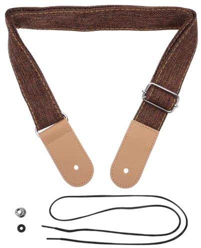 ROSENICE Ukulelegurt Country Style Baumwolle Gurt mit Leder Enden Tragegurt für Ukulele Bass Kleine Gitarre (Kaffee)