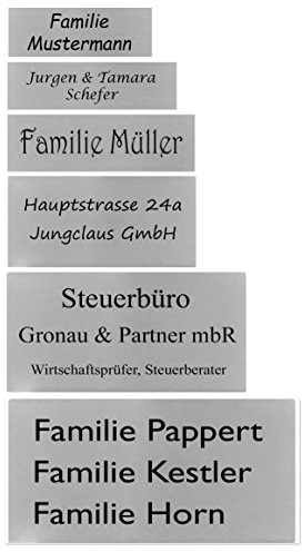 ID Briefkastenschild mit Gravur nach Wunsch Namensschild Türschild Edelstahl in 6 Größen (120x60 mm)