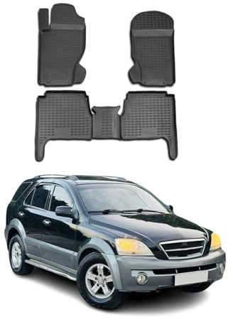OMAC Gummimatten Fußmatten kompatibel mit Kia Sorento 2002-2009 TPE Automatten Schwarz 4X