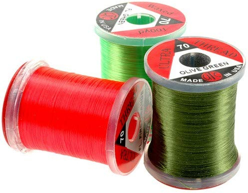 UTC Lot de 2 fils pour pêche à la mouche, couleur au choix, taille 140 ou 70 deniers (rouge, 70)