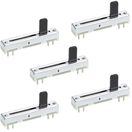 Sourcing Map 5 x Fader Variable Widerstände 35 mm gerade Schiebe-Potentiometer B104 100 K Ohm Linear Doppel-Potentiometer zum Dimmen