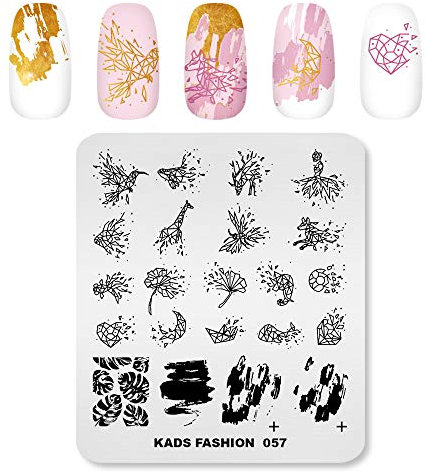 Placas de estampado de uñas Plantilla de imagen Geometría rota Gráficos Diseño de patrón de hoja Stamper Nail Art DIY Herramienta de impresión de manicura