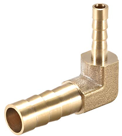 sourcing map Slangadapter anslutning mässing 90 grader 8 mm till 4 mm krokar för vinkelrörkopplingar