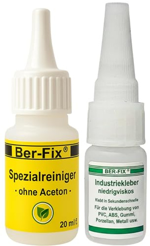 Ber-Fix® Industriekleber dünnflüssig – Universal-Reparatur 10g | mit Reiniger; Kapillarwirkung für feine Risse; 2-10 Sekunden; Inhalt: 10g