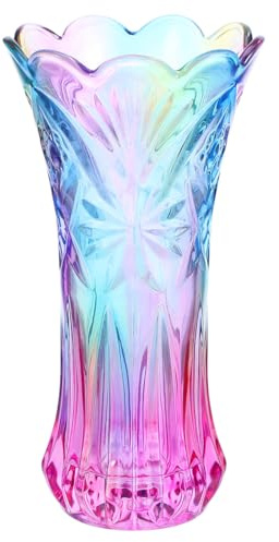 Kristallglas Blumenvase, 24cm Große Verdickte Vase für Tulpen und Rosen, Elegante Glasvase für Tischdeko, Hochzeit und Büro, Mama zum Geburtstag & Muttertag (Transparent)