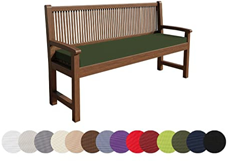 chilly pilley Cojín De Banco Hidrófugo Cojín De Banco Cremallera con Trabillas Cojín De Banco Cojín para Banco De Jardín (110x40x5, Verde Oscuro)
