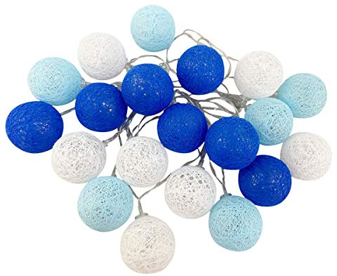 KWDOE 3.5m Guirnalda Luminosa con Bolas de Algodón, Luces Decorativas para Fiestas y Navidad (4 cm, Batería Azul)