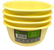 ECO Unbreakable Reusable Colourful Plastic Bowls Set of 4 Shatterproof 100% Food Safe Perfect for Camping, Indoor, Outdoor and Picnic(Yellow, Baby)