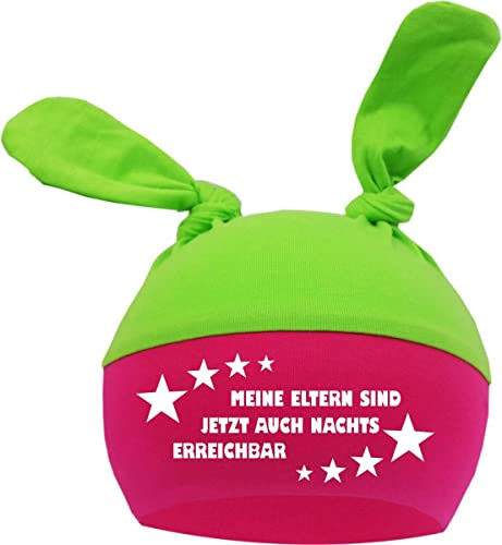 Baby 2-Zipfelmütze Multicolor (Lime-pink) (Gr. 2 (KU: 39-53)) Meine Eltern sind jetzt auch nachts erreichbar
