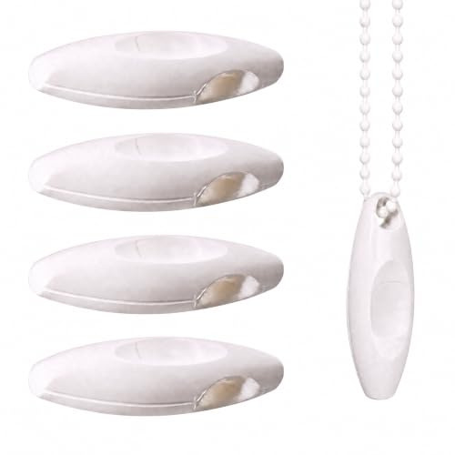 4 Stück EFIXS Kettenbeschwerer für Rollo & Jalousie, Kettenzug, weiß | Beschwert Kugelketten-Kettenzüge von Rollos, Lamellenvorhängen und Kettenzugjalousien – PVC-Gehäuse mit Metallgewicht