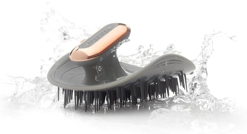 Manta Masseur de cheveux pulsés, tête et cuir chevelu, brosse de shampooing et exfoliant sec du cuir chevelu, stimule, exfolie, brosse à cheveux à la casse minimale, brosse à cheveux 100 % étanche