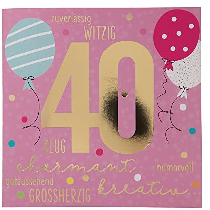 Depesche 11515-039 Zahlenkarte zum 40. Geburtstag mit Musik, veredelte Klappkarte mit originellem Innentext, inkl. Umschlag, Format 15,5 x 15,5 cm
