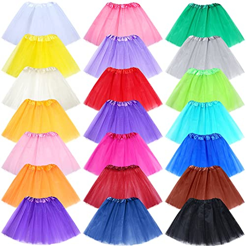 22 Pcs Tutu Skirt for Girls Bulk Multicolor Ballet Princess Tutu Skirts 3 Layers Fluffy Tulle Tutus for Toddler Girls Dress Dance Birthday Party Favor