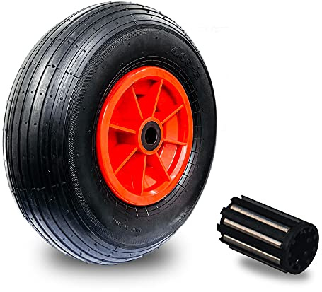 Elkoza® 13 4.00-6 2PR 20mm 300X100 Pneumatic Wheelbarrow Wheels Sack Truck Trolley Wheel Solid Premium Quality Tyre Complete for Garden Heavy Duty Trolley Barrow Truck Replacement Wheelbarrow Wheel