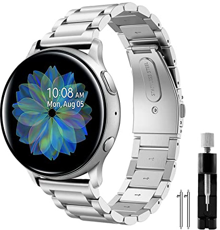 Syxinn armband för Galaxy Watch 4/4 Classic/Galaxy Watch Active/Active 2 40 mm 44 mm armband, 20 mm rostfritt stål metallarmband för Samsung Watch 3 41 mm/klocka 42 mm/Galaxy Watch 5/5 Pro