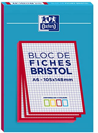 OXFORD Block mit 30 Karteikarten, 105 x 148, ungelocht, Q5/5, rot