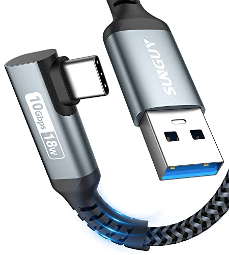 SUNGUY USB C Kabel Winkel, 0,3m Android Auto Kabel Nylon gewinkelt 10Gbps USB 3.1 Gen 2 USB C Kabel kompatibel mit iPhone 16/15 Pro Max, Galaxy S24/S24+/S23/S22, P30 Lite, Redmi 10