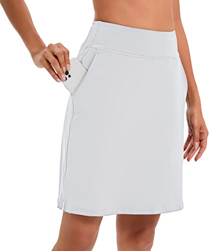 Timuspo Damen Activewear Knielanger Hosenrock mit Innenshorts Athletischer Tennisrock mit Hoher Taille Skorts mit Hose Darunter Perfekt für Sport, Golf, Wandertraiing