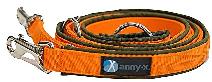 anny-x teilgepolsterte Führleine Classic Bolt Fun Oliv orange 3m