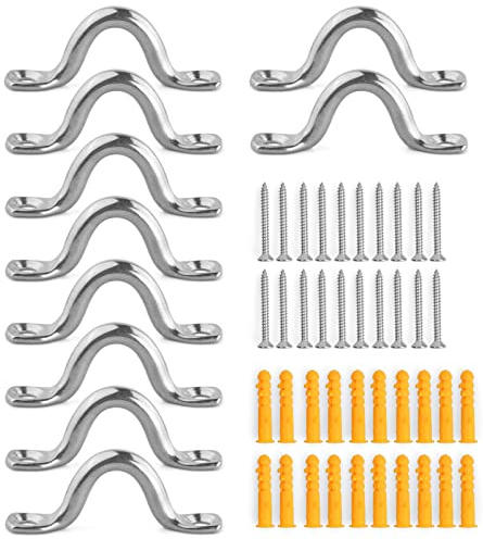 Catime 10 Pièces Boucles De Pont Kayaks, Plaque Oeillet Acier Inoxydable 304, M6 Boat Top Pad Eye Forme à Bosse Boucle Fixe avec 40 Vis et 40 Boulons D'expansion pour Canoe Bateau Bimini Rigging