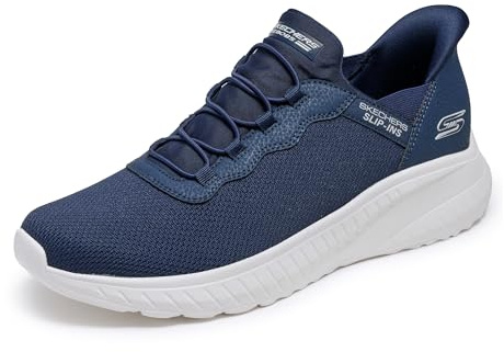 Skechers Hombre Zapatillas Hands-Free Slip-In Bobs Squad Chaos Daily Hype, Navy Knit, 44 EU