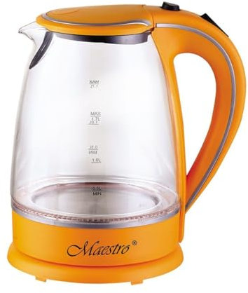 Feel Maestro Bouilloire MR-064 Orange Transparent Verre 2000 W 1,7 L