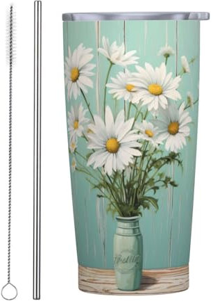 Vasos personalizados, tazas de acero inoxidable personalizadas de 20 onzas, taza de café de viaje aislada con tapa y botella de agua con pajita, regalo personalizado para familiares y amigos, fondo de