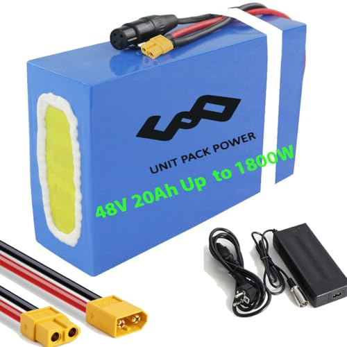 Unit Pack Power Batería de Litio 48V 20Ah Batería de Bicicleta eléctrica Scooter eléctrico/Motocicleta/Triciclo/Silla de Ruedas 500W 750w 1000W