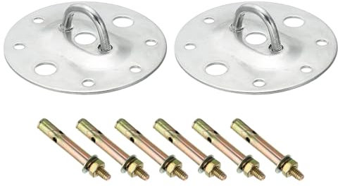 PATIKIL 194 Libras 95mm Acero Techo Ganchos, 2uds Techo Ventilador Gancho Almohadilla Ojos Placa Pared Percha Herraje con Montaje Tornillos para Colgar Lámpara Planta Cestas
