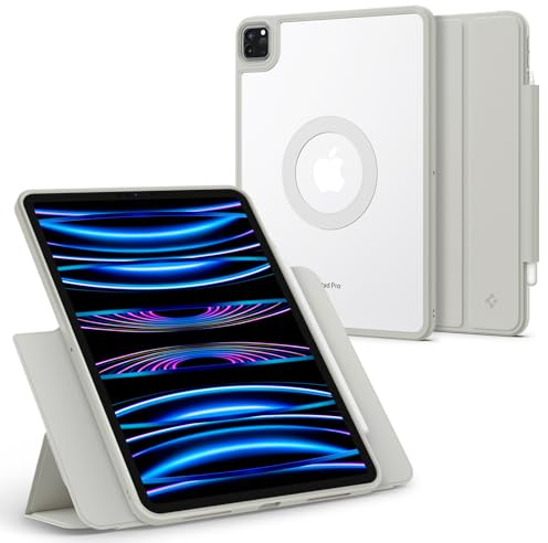 Spigen AirSkin Pro OneTap Hülle Kompatibel mit iPad Pro 11 Zoll Generation 4 2022 | 3 2021 | 2 2020 | 1 2018 Vollständig Abnehmbarer Deckel mit Magnet - Grau