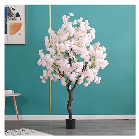 Künstliche Pflanzen Heimdekoration, künstlicher Kirschbaum, Bonsai, Hochzeit, Boden, künstliche Pflanze mit Becken Fake Plant (Color : 120cm Light pink)