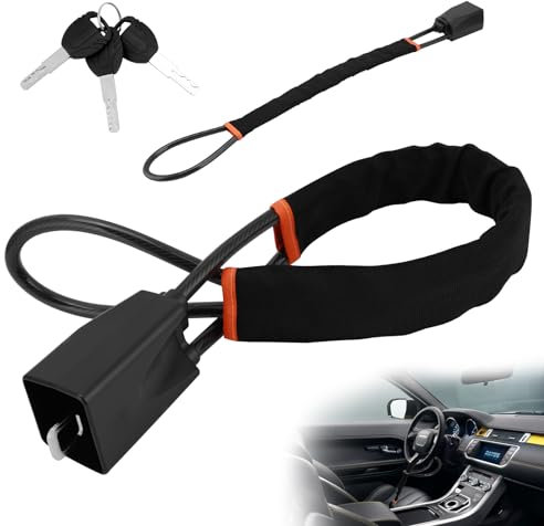 WIGUROE Car Steering Wheel Locks, Universal Anti Theft Car Security Device Car Lock with 3 Keys, Heavy Duty Anti-Theft Bar for Most Vehicles Van Trucks SUV (Black)