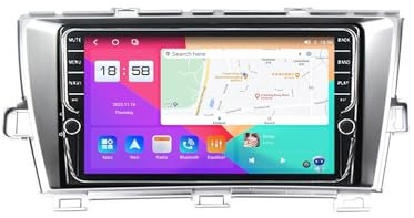 Autoradio 2 DIN BT 5.0 Android 12 Stereo per Toyota Prius 2009-2015,Auto Player Digitale con Touchscreen da 9,Carplay Android Auto Supporta SWC RDS/FM AM Radio/GPS(Silver,K200S)