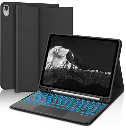 SENGBIRCH Funda con teclado para iPad 10ª generación 10,9 2022/iPad 11ª generación A16 11 2025, retroiluminación de 7 colores Bluetooth magnética teclado con Trackpad, QWERTY italiano, negro