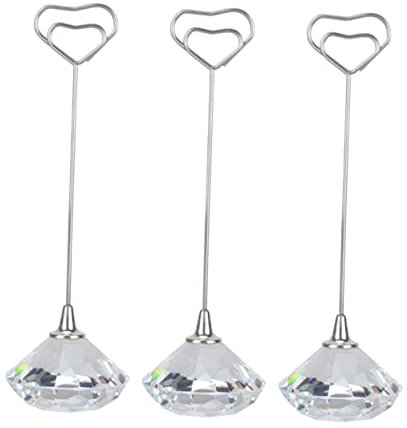 HOODANCOS 3er-pack Memohalter Mit Kristall-diamant-sockel Stabile Ständerhalter Für Karten Fotos Ideal Für Partys Und Veranstaltungen