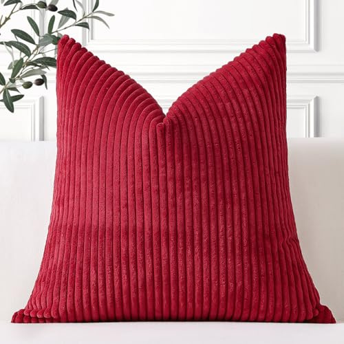 Artscope Ein Kissenbezug Kordsamt Zierkissenbezug Dekokissen Sofakissen 40x40 cm Cord Kissenhülle Couchkissen Dekorative Weiche Kissen für Sofa Wohnzimmer Zuhause Schlafzimmer Weinrot