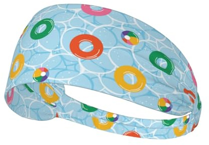 Workout Headbands for Women - Swim Rings Floating Stretchy Non-Slip Sweat Head Bands for Women Hair, Moisture Wicking Sweatband for Sports Running Athletic Yoga Gym Tennis