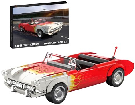 SymGrpu Vintage Sportwagen Bausteine Bausatz, 1956 C1 Auto Modellbau Set, City Rennwagen Klemmbausteine, Auto Fahrzeugbau Spielzeug für Erwachsene Jugendliche ab 14 Jahren,249 PCS
