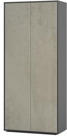 SIMPLYFURN Büroschrank Amira T00, Anthrazit/Beton Oxid, 180x80x40 cm