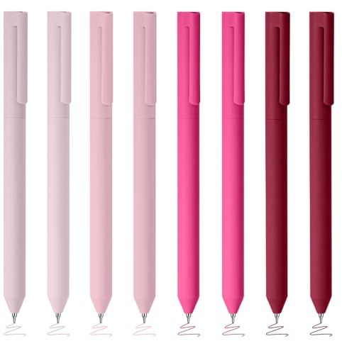 BAYTORY Farbige Gelstifte, 0,5 mm feine Spitze, bunte Stifte, glattes Schreiben für Notizen und Markieren, Rot, 8 Stück