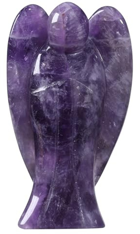 dssmboom 3 Kristall-Engelfiguren Schutzengelstatuen zum Schutz | Amethyst Engel Statue für Kirche Heimdekor Hand geschnitzt Stein Engel Kristallfigur für Meditation, Gebet