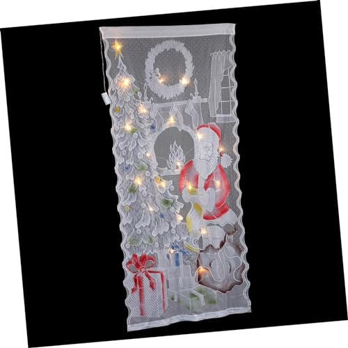 COLLBATH Led Weihnachtsvorhang Halbtransparent Mit Spitzenmuster Farbigen Led-lichtern Batteriebetrieben Festliche Xmas-hängedekoration Für Wohnzimmer Fenster Kreative Weihnachtsstimmung