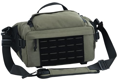 BACKFERRY Taktischer Sling-Rucksack, Umhängetasche, EDC Pack, MOLLE-Umhängetasche für Reisen, Arbeit, Camping und Wandern, 8 Liter, Olivgrün