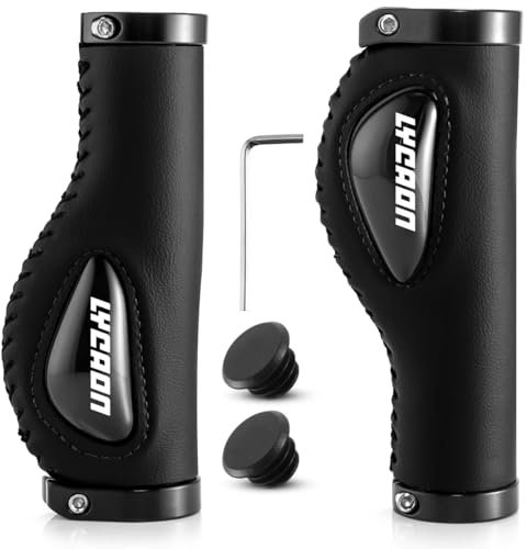 LYCAON Fahrradgriffe Ergonomisch Lenkergriffe, Rutschfeste Fahrrad MTB Griffe, Lock-On Fahrradlenker Bike Lenker Griffe Aluminium Rennrad Trekkingrad Scooter Mountainbike Urban Road BMX (Schwarz)