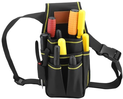 QWORK® Electrician Tool Pouch, 600D Oxford Fabric Tools Organizer, 15 Pocket Tool Pouch with Adjustable Nylon Belt